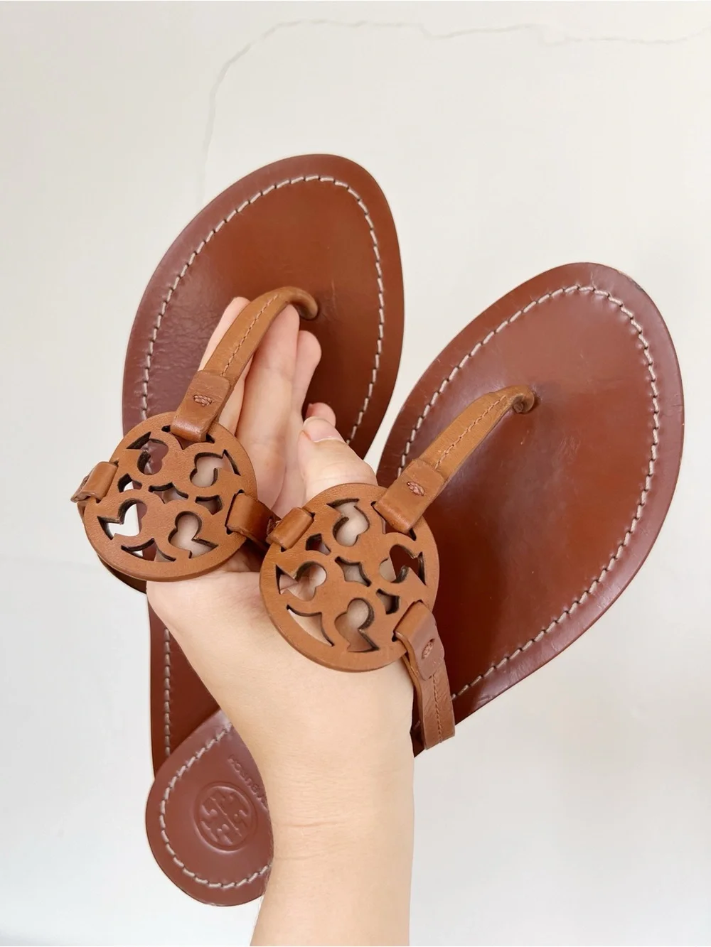 Tory Burch • Mini Miller Gabriel Flat Thong in Royal Tan brown leather sandal